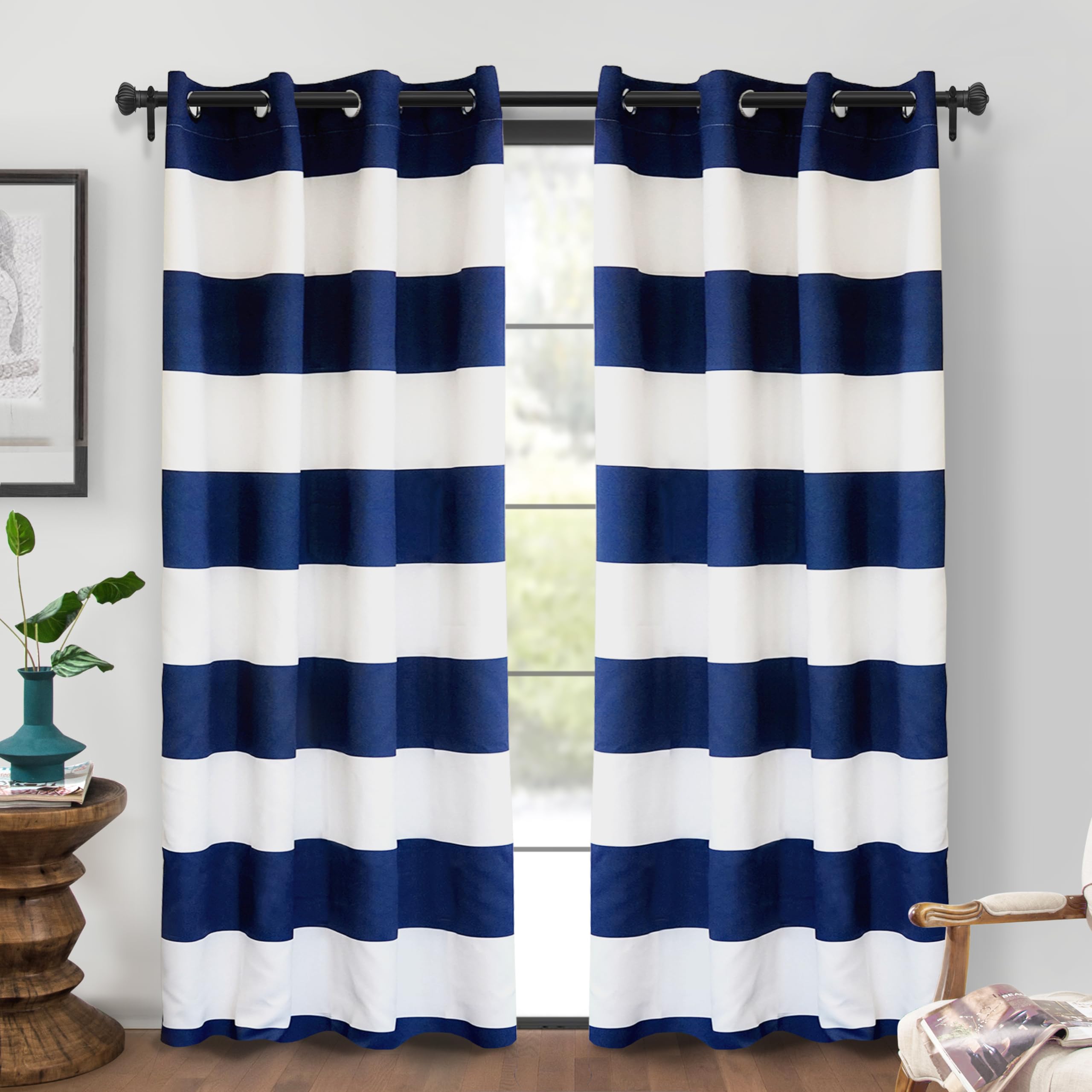 Amazon.com: DriftAway Navy Striped Room Darkening Curtains